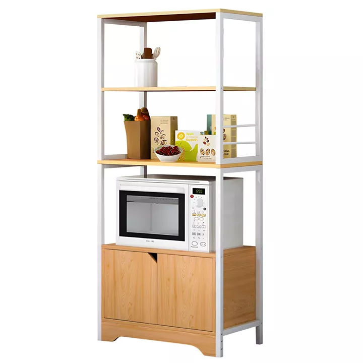 Ραφιέρα Κουζίνας ArteLibre CARIBOU Δρυς/Λευκό MDF/Μέταλλο 60x30x120cm