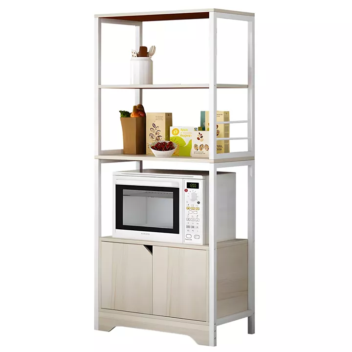 Ραφιέρα Κουζίνας ArteLibre CARIBOU Maple/Λευκό MDF/Μέταλλο 60x30x120cm