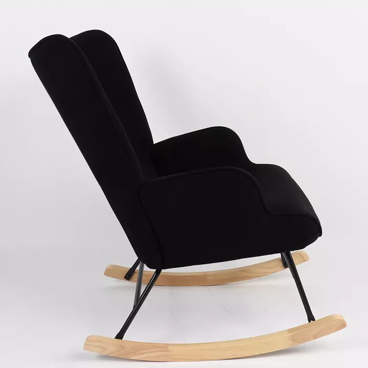 Πολυθρόνα Κουνιστή ArteLibre CANDY CANE Μαύρο Ύφασμα/Μέταλλο/Ξύλο 91x67x86cm