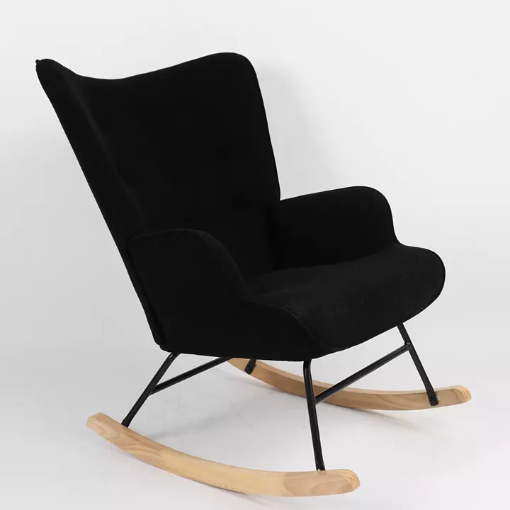 Πολυθρόνα Κουνιστή ArteLibre CANDY CANE Μαύρο Ύφασμα/Μέταλλο/Ξύλο 91x67x86cm