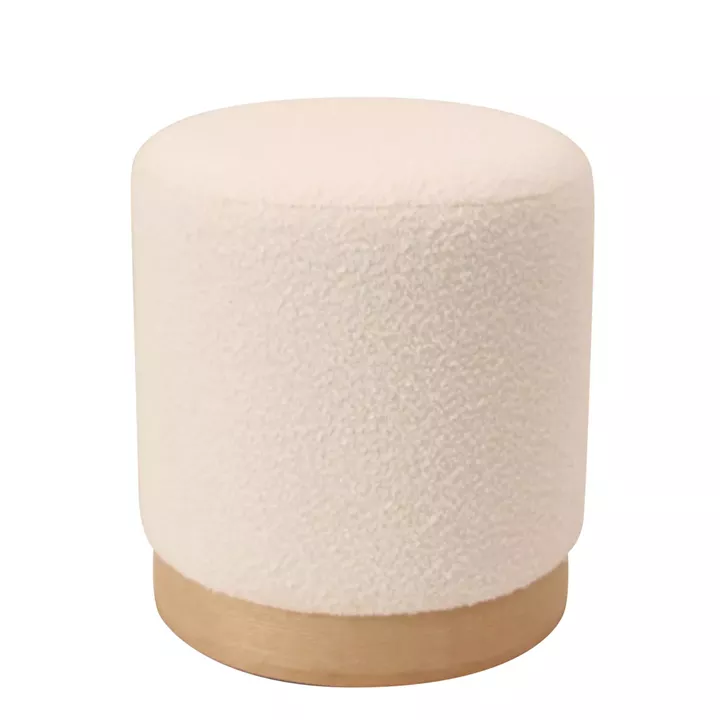 Σκαμπό ArteLibre KENTUCK Με Ξύλινη Βάση Μπεζ Ύφασμα Μπουκλέ 38x38x40cm