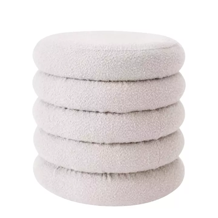 Σκαμπό ArteLibre CAMBRIA Με Αποθηκευτικό Χώρο Λευκό Ύφασμα Μπουκλέ 44x44x44cm