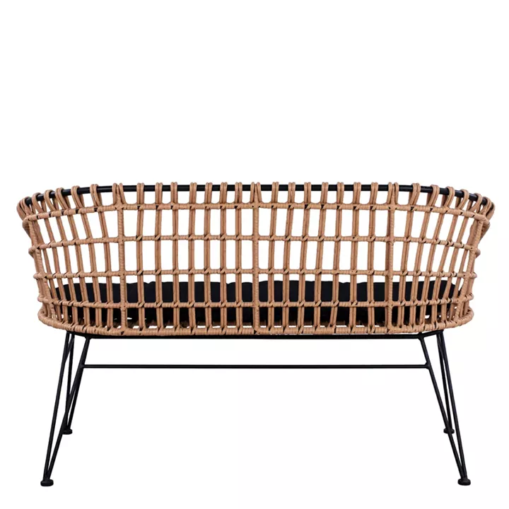Καναπές Κήπου ArteLibre ARVENIUS Φυσικό/Μαύρο Rattan 124x57x77cm