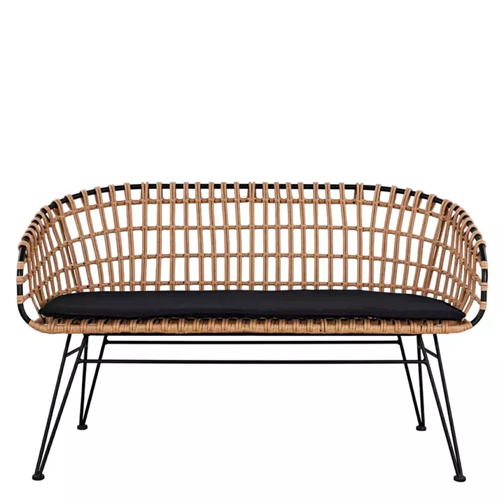 Καναπές Κήπου ArteLibre ARVENIUS Φυσικό/Μαύρο Rattan 124x57x77cm