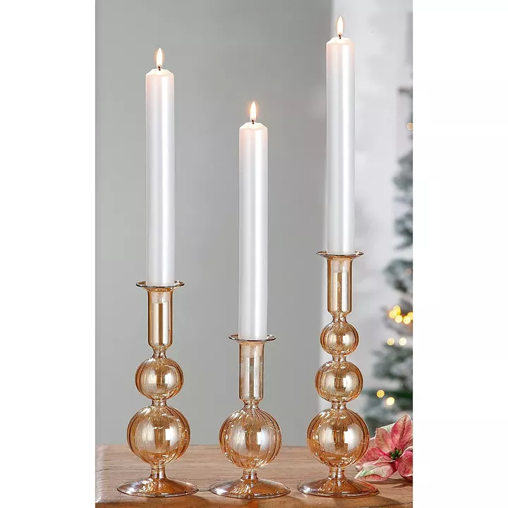 Κηροπήγιο ArteLibre Διάφανο/Μελί Γυαλί 24cm