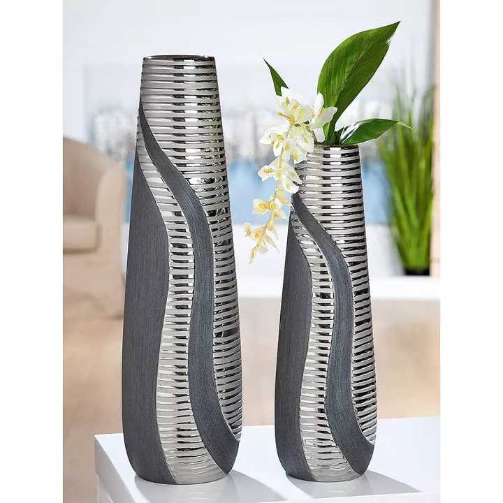 Βάζο ArteLibre Ασημί/Γκρι Κεραμικό 14x14x49cm
