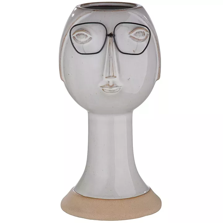Κασπώ ArteLibre Πρόσωπο Με Γυαλιά Γκρι Πορσελάνη 12x11.5x23.5cm