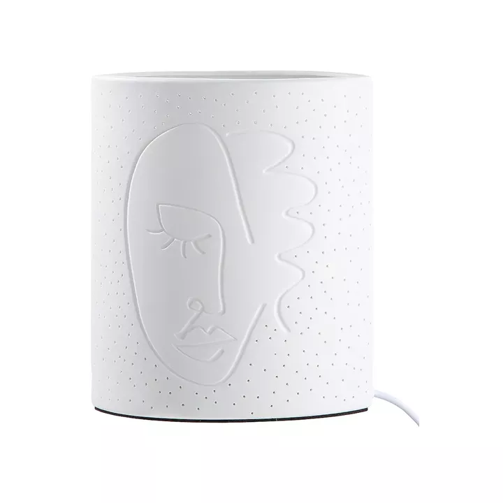 Λάμπα Επιτραπέζια ArteLibre Με Διακόσμηση Πρόσωπο Λευκό Πορσελάνη 10x17x20.5cm