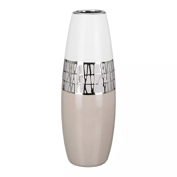 Βάζο ArteLibre Λευκό/Ασημί/Μπεζ Κεραμικό 12.5x12.5x29cm