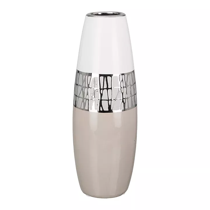 Βάζο ArteLibre Λευκό/Ασημί/Μπεζ Κεραμικό 12.5x12.5x29cm