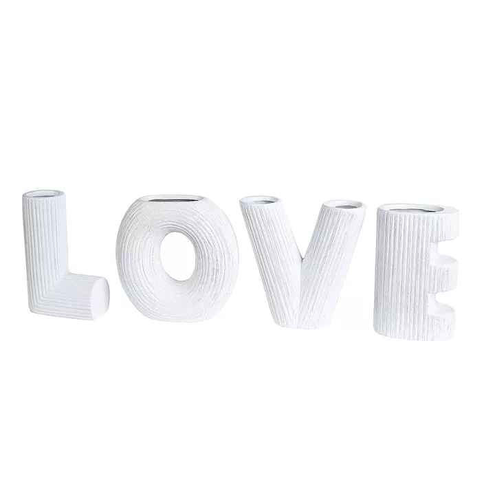 Βάζο ArteLibre 'LOVE' Λευκό Κεραμικό Υ15cm Σετ 4Τμχ