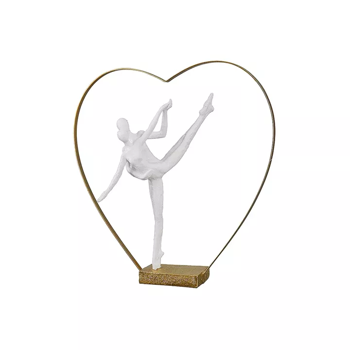 Διακοσμητικό ArteLibre Ζευγάρι Χορεύει Σε Καρδιά Λευκό/Χρυσό Polyresin 5.5x29x29cm