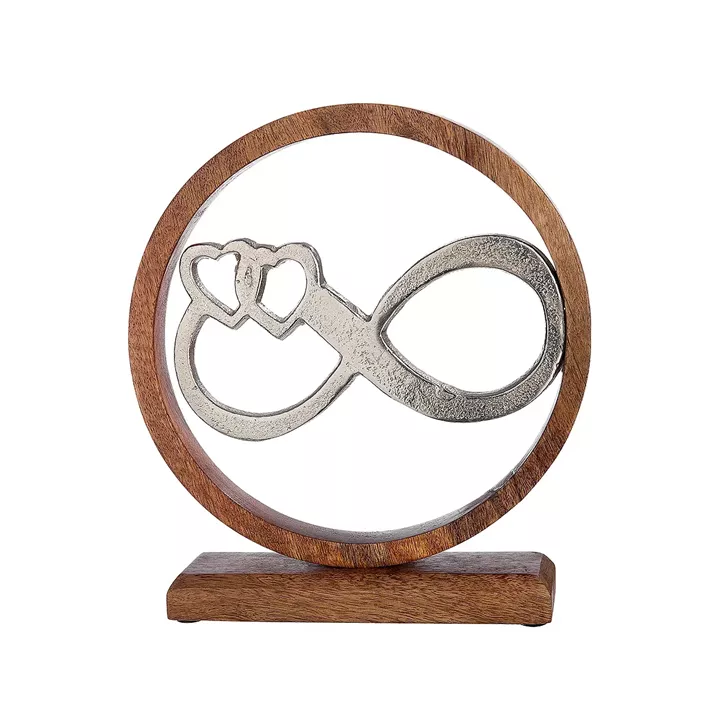 Διακοσμητικό ArteLibre Το Άπειρο Σε Κύκλο Ασημί/Φυσικό Αλουμίνιο/Ξύλο 5x24x26cm