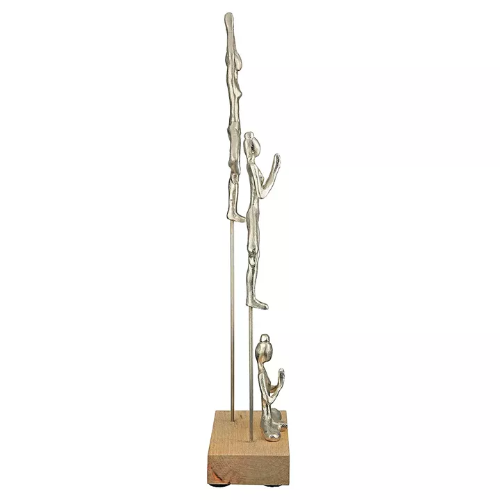 Διακοσμητικό ArteLibre Φιγούρες Κάνουν Γιόγκα Σε Βάση Γκρι/Φυσικό Αλουμίνιο/Ξύλο 9x15.5x51cm