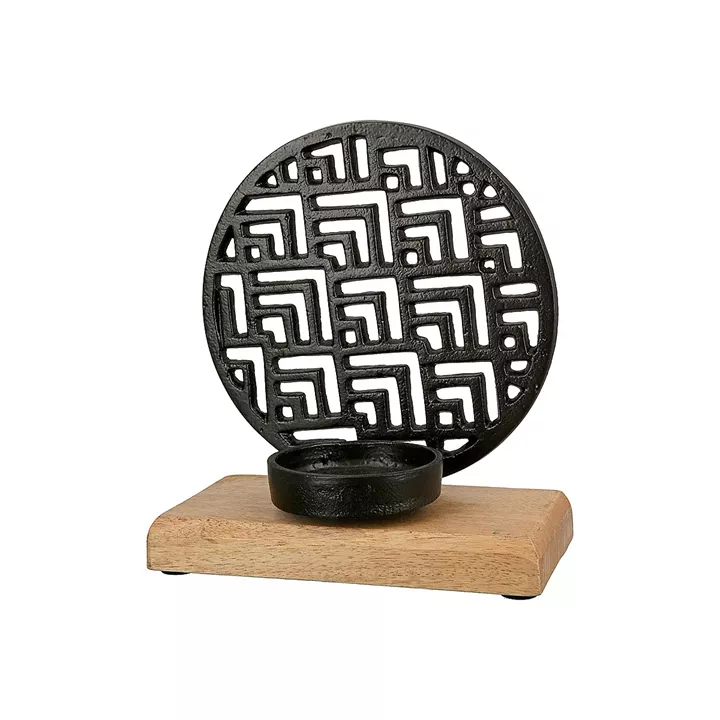 Θήκη Ρεσώ ArteLibre Με Διακοσμητικό Κύκλο Σε Βάση Μαύρο/Φυσικό Αλουμίνιο/Ξύλο 10x18x20cm Σε 3 Σχέδια