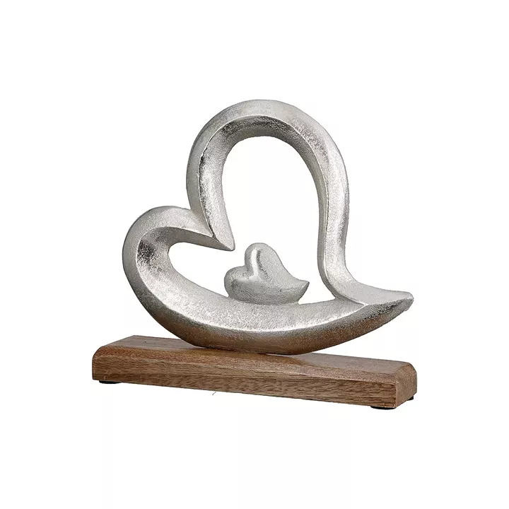 Διακοσμητικό ArteLibre Καρδιά Σε Βάση Ασημί/Φυσικό Αλουμίνιο/Ξύλο 5x20x20cm