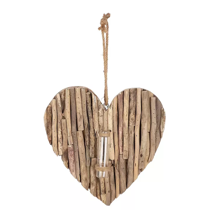 Διακοσμητικό Κρεμαστό ArteLibre Καρδιά Με Δοκιμαστικό Σωλήνα Φυσικό Ξύλο 5x30x30cm