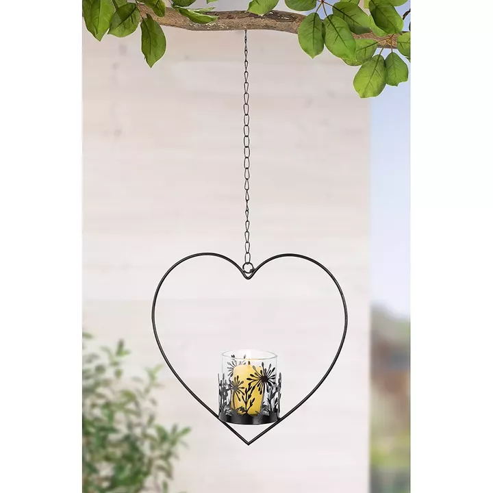 Διακοσμητικό Κρεμαστό ArteLibre Καρδιά Με Μικρό Φανάρι Μαύρο Μέταλλο 7.5x24.5x25cm