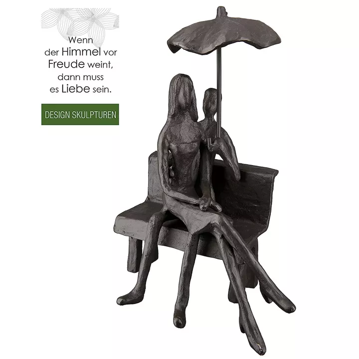 Διακοσμητικό ArteLibre Ζευγάρι Σε Παγκάκι Καφέ Μέταλλο 12x14x19cm