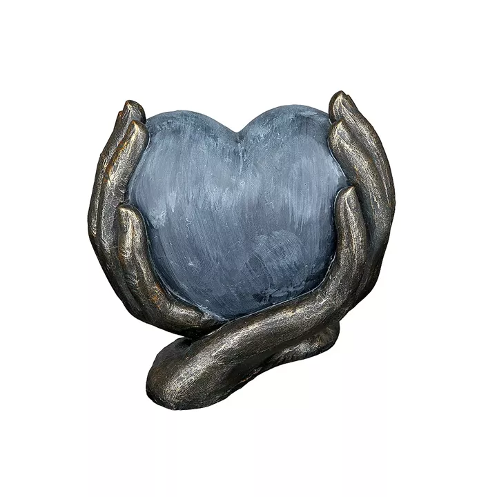 Διακοσμητικό ArteLibre Χέρια Κρατούν Καρδιά Μπρονζέ/Γκρι Polyresin 10x15x15cm