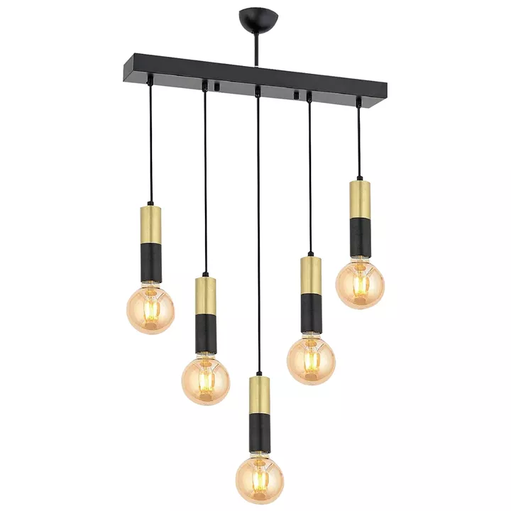 Φωτιστικό Κρεμαστό ArteLibre AQUILA Πεντάφωτο Μαύρο/Χρυσό Μέταλλο 70x90cm