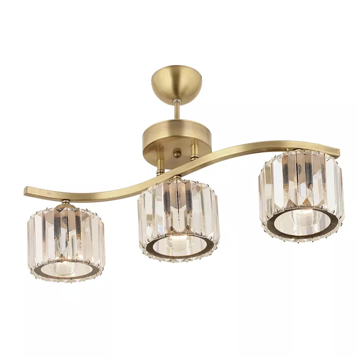 Φωτιστικό Κρεμαστό ArteLibre CIRCINUS Τρίφωτο Χρυσό Μέταλλο/Γυαλί 55x22cm