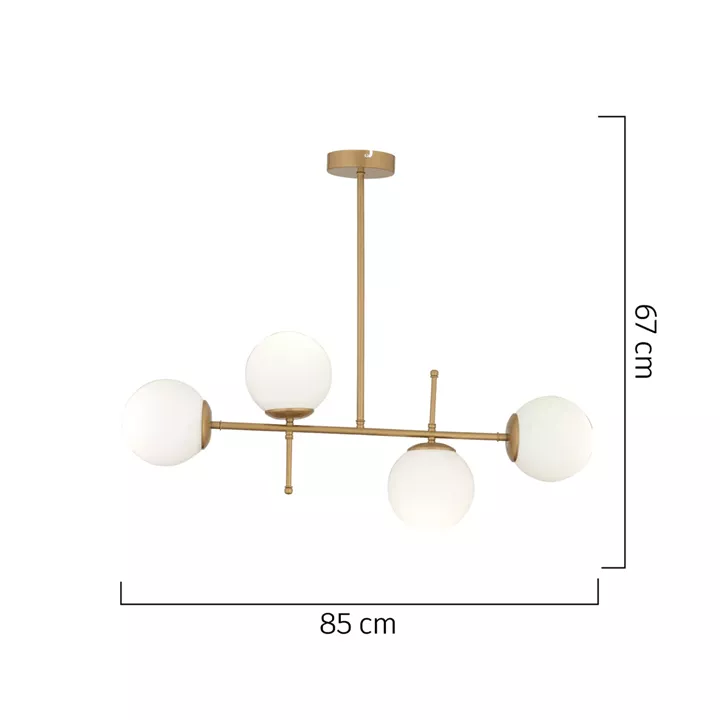 Φωτιστικό Κρεμαστό ArteLibre ERIDANUS Τετράφωτο Χρυσό/Λευκό Μέταλλο/Γυαλί 85x67cm