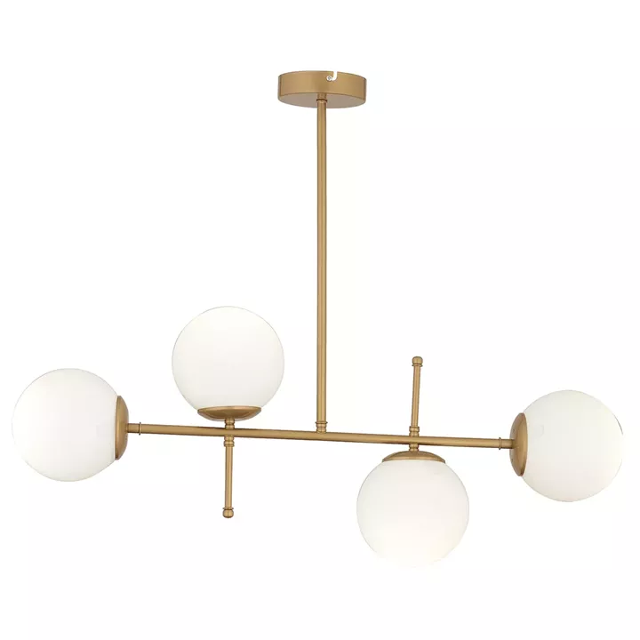 Φωτιστικό Κρεμαστό ArteLibre ERIDANUS Τετράφωτο Χρυσό/Λευκό Μέταλλο/Γυαλί 85x67cm