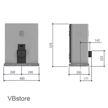 CAME BY 3500T με δέκτη AF43S 433MHz rolling code, μνήμη έως 25 τηλεχειριστήρια, γρανάζι τύπου 6, Διαστάσεις, VBstore