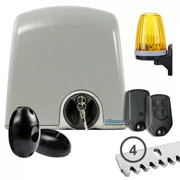 PROTECO Strike 8 Full Pack 230V έως 800kg με ένα τηλεχειριστήριο, κρεμαγιέρα 4m, φάρο LED, φωτοκύτταρα