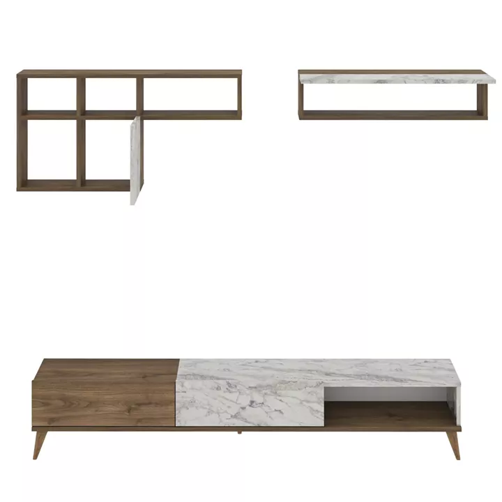 Σύνθετο ArteLibre ISOLDE Δρυς/Λευκό Μάρμαρο Μοριοσανίδα/Μελαμίνη 180x33x41cm