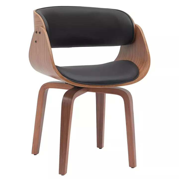 Πολυθρόνα Τραπεζαρίας ArteLibre GUNNAR Μαύρο/Καφέ Ξύλο/PU 51x53x75cm