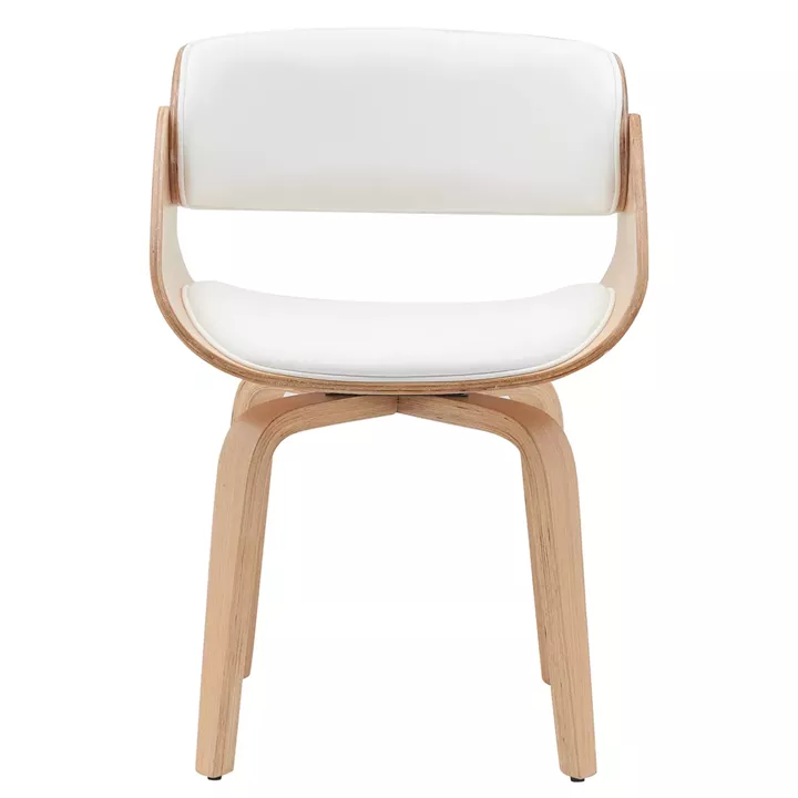 Πολυθρόνα Τραπεζαρίας ArteLibre GUNNAR Λευκό/Φυσικό Ξύλο/PU 51x53x75cm