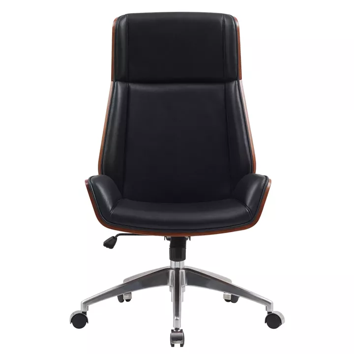 Καρέκλα Γραφείου Διευθυντή ArteLibre TITUS Μαύρο/Καφέ Ξύλο/PU/Αλουμίνιο 59x65x108.5-116.5cm