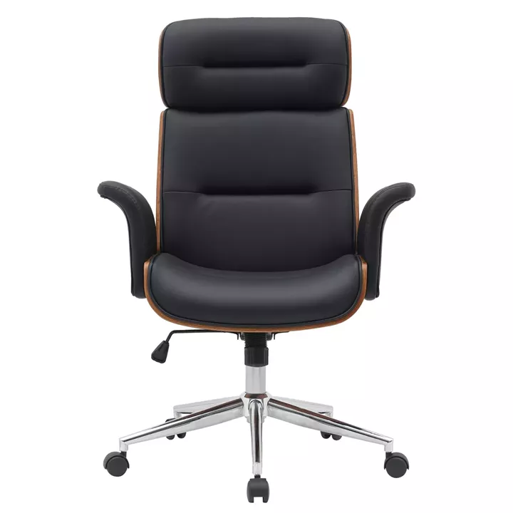 Καρέκλα Γραφείου Διευθυντή ArteLibre TARAK Μαύρο/Καφέ Ξύλο/PU/Αλουμίνιο 75x68x113.5-122cm