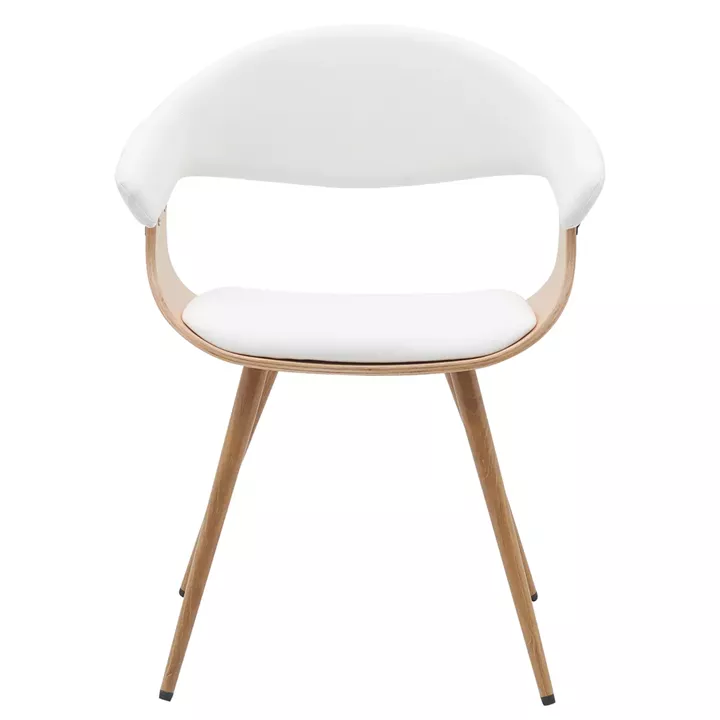 Καρέκλα Επισκέπτη ArteLibre DEVRA Λευκό/Φυσικό Ξύλο/PU/Μέταλλο 55.5x53.5x77cm