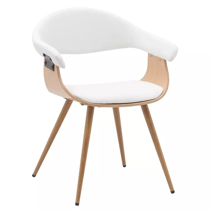 Καρέκλα Επισκέπτη ArteLibre DEVRA Λευκό/Φυσικό Ξύλο/PU/Μέταλλο 55.5x53.5x77cm