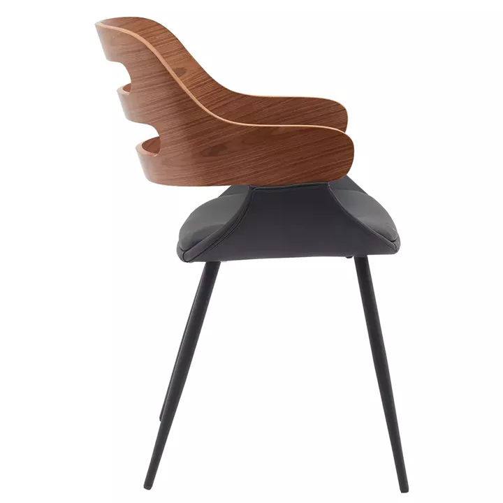 Καρέκλα Επισκέπτη ArteLibre HARMADA Μαύρο/Καφέ Ξύλο/PU/Μέταλλο 52x57.5x77cm