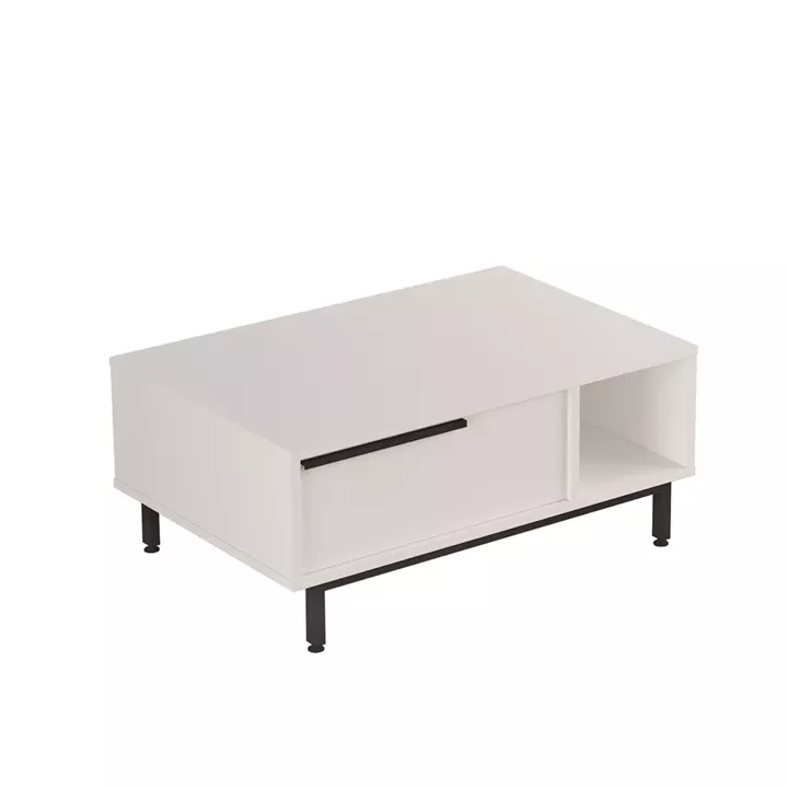 Τραπεζάκι Σαλονιού ArteLibre HUTTON Λευκό Μοριοσανίδα/Μέταλλο 90x60x37.6cm