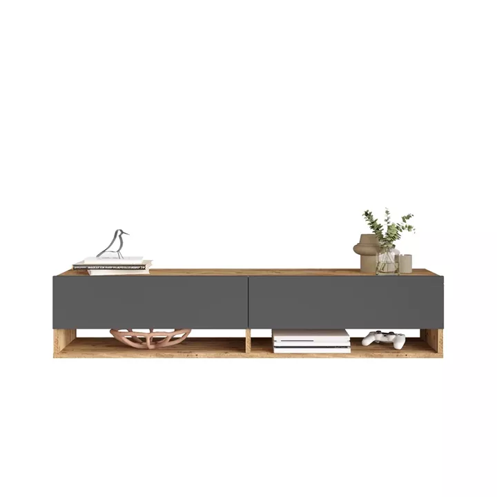 Έπιπλο Τηλεόρασης ArteLibre SOLVA Πεύκο/Ανθρακί Μοριοσανίδα 140x31.6x29.6cm