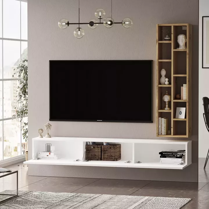 Σύνθετο ArteLibre BROMLEY Λευκό/Καφέ Μοριοσανίδα 174.6x27.3x145cm