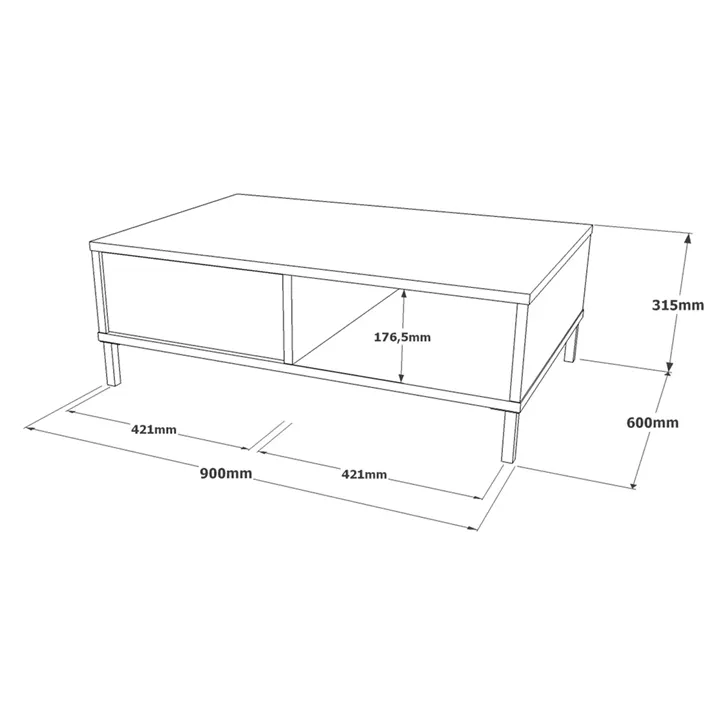 Τραπεζάκι Σαλονιού ArteLibre BALHAM Γκρι Με Εφέ Τσιμέντο/Μαύρο Μοριοσανίδα/Μέταλλο 90x60x31.5cm