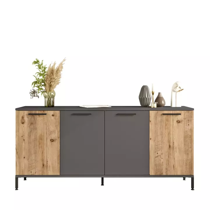 Μπουφές ArteLibre BOTANY Πεύκο/Ανθρακί Μοριοσανίδα/Μέταλλο 160x40x71.8cm