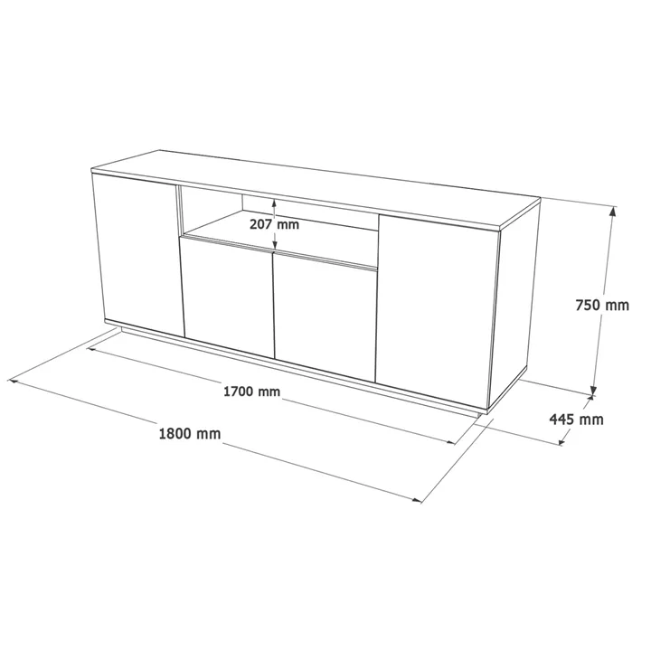 Μπουφές ArteLibre BOWES Πεύκο/Λευκό Μοριοσανίδα 180x44.5x75cm