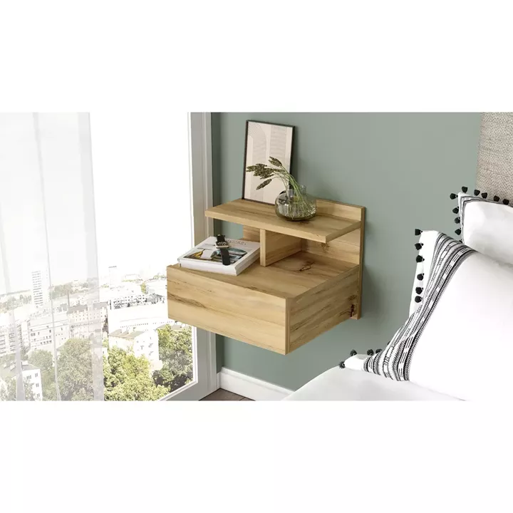 Κομοδίνο Επιτοίχιο ArteLibre CHALK Φυσικό Μοριοσανίδα 40x35.6x32cm