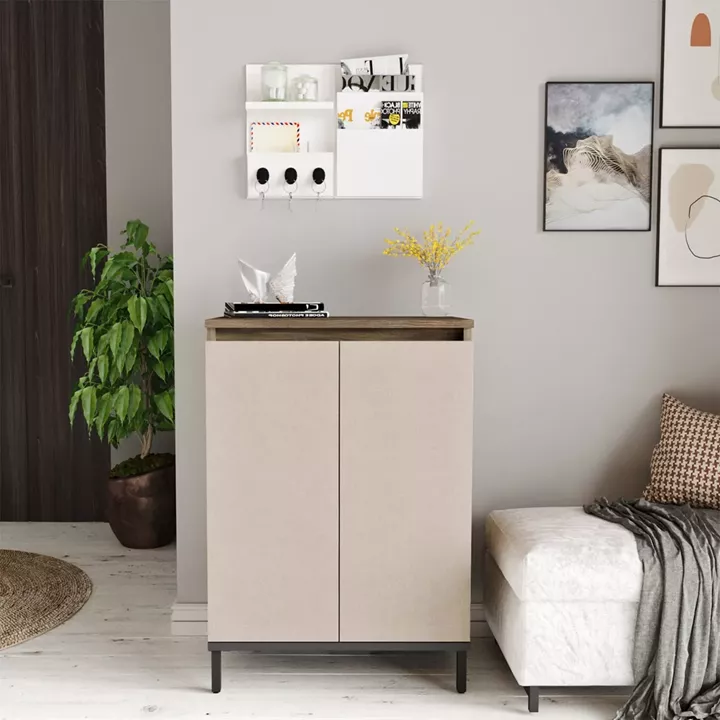 Ντουλάπι Πολλαπλών Χρήσεων ArteLibre CHELSEA Καφέ/Ανθρακί Μοριοσανίδα/Μέταλλο 60x35.5x85.6cm