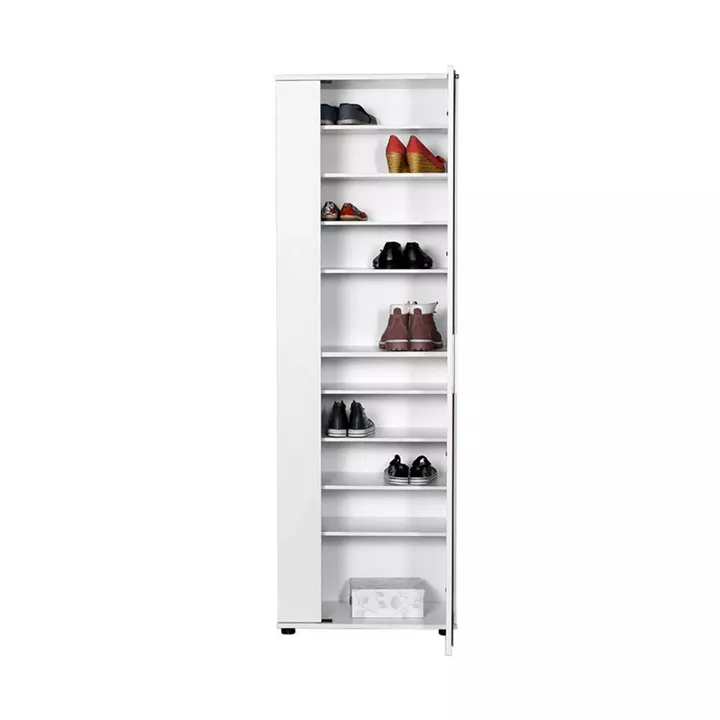 Ντουλάπα ρούχων - παπουτσοθήκη 30 ζευγών Porto μονόφυλλη με καθρέφτη λευκή 60x36x187εκ.
