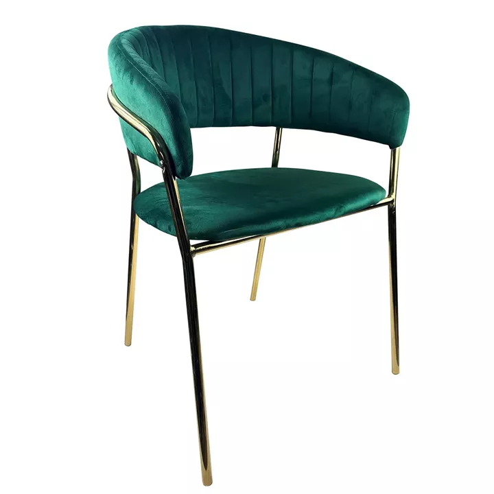 Καρέκλα Τραπεζαρίας ArteLibre MINTHORNE Κυπαρισσί/Χρυσό Βελούδο/Μέταλλο 54x53x80cm