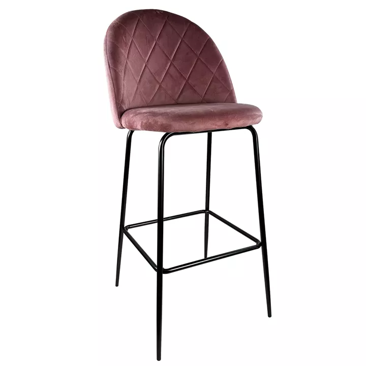 Σκαμπό Bar ArteLibre UNDERHILL Σάπιο Μήλο/Μαύρο Βελούδο/Μέταλλο 45x53x98cm