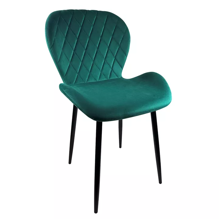 Καρέκλα Τραπεζαρίας ArteLibre LOWERY Πράσινο/Μαύρο Βελούδο/Μέταλλο 59x52x82cm